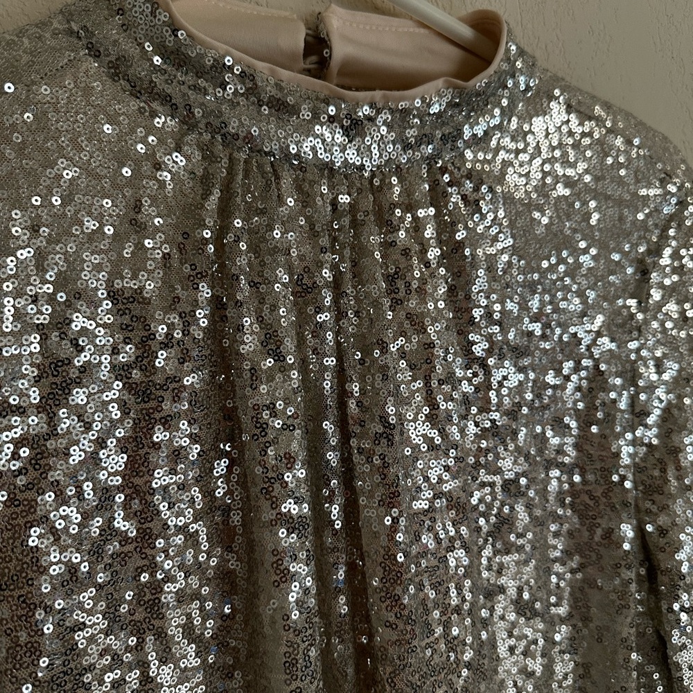 BOLD elements Shimmering Silver Sequin Blouse - image 3
